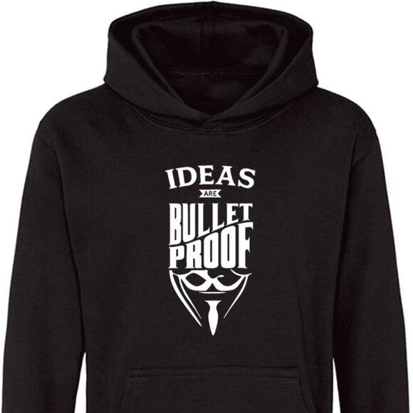 New Ideas Are Bulletproof Black Hoodie Fleece Sweatshirt - Picture 1 of 2